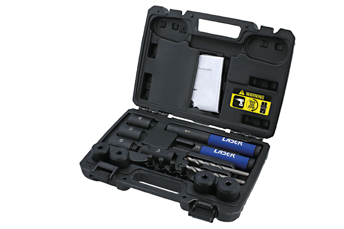 Laser 8912 Locking Wheel Nut Removal Kit - Lug Driller