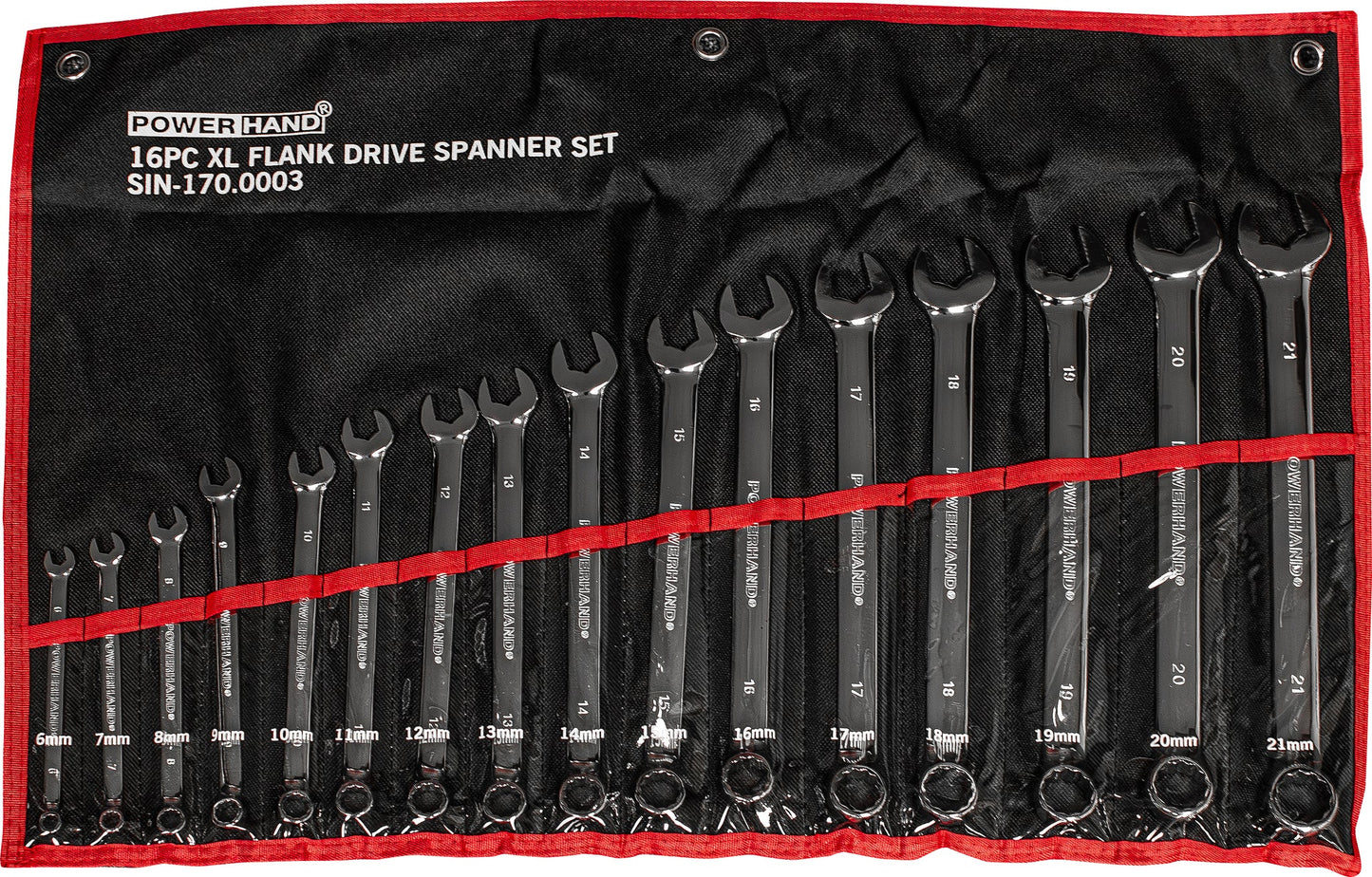 Powerhand SIN-170.0003 Flank Drive Spanner Set - 16 Piece