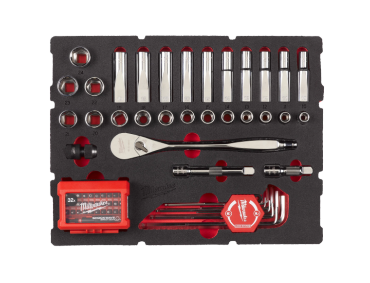 Milwaukee 4932480716 70pc 1/2" Ratchet, Socket and Hex Key Set With Foam Insert