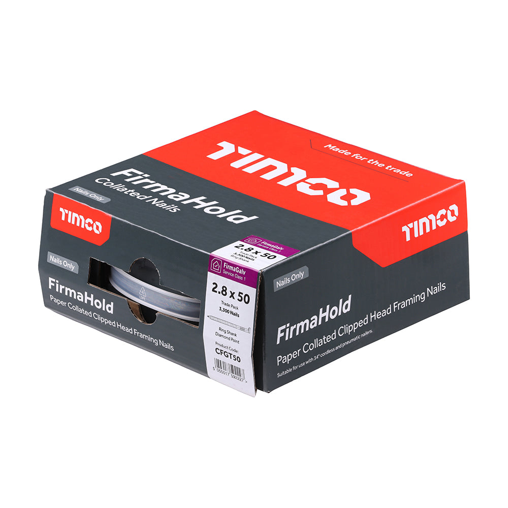 Timco CFGT50 FirmaHold 50mm Galv Ring Shank Collated Clipped Head Nails