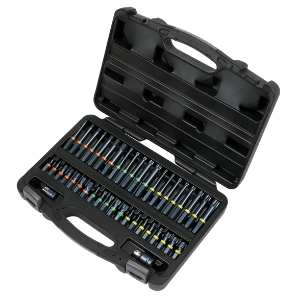 Sealey AK21901 3/8" & 1/2" Square Drive Impact Torx-Star/Hex/Spline Bit Set - 42 Piece