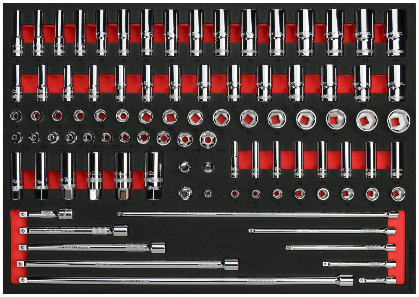 Boxo BX783-R2 1/4" Drive & 3/8" Drive Socket Set - 93 Piece