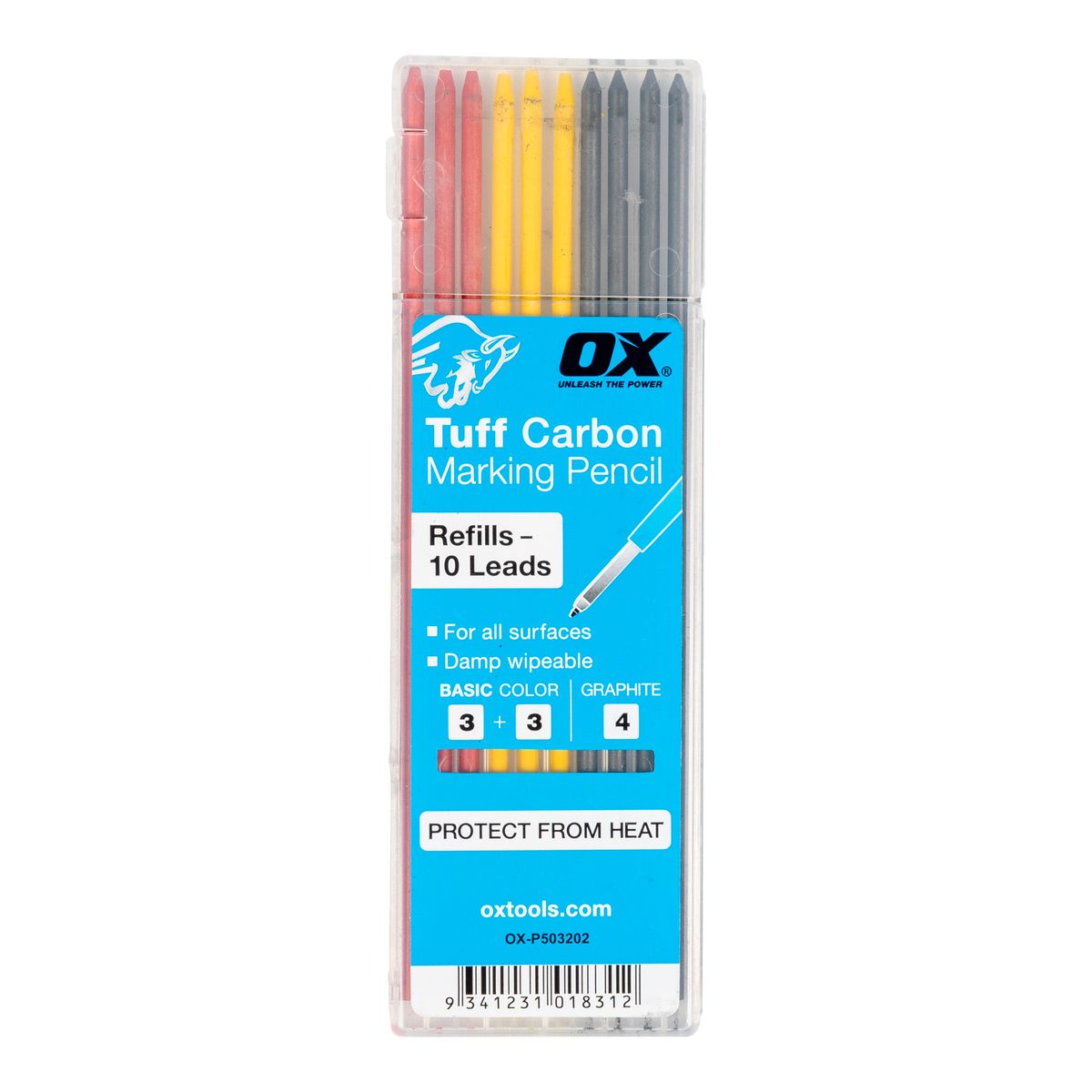 Ox Tools OX-P503202 Tuff Carbon Refills Basic Colour & Graphite Lead - 10 Pack