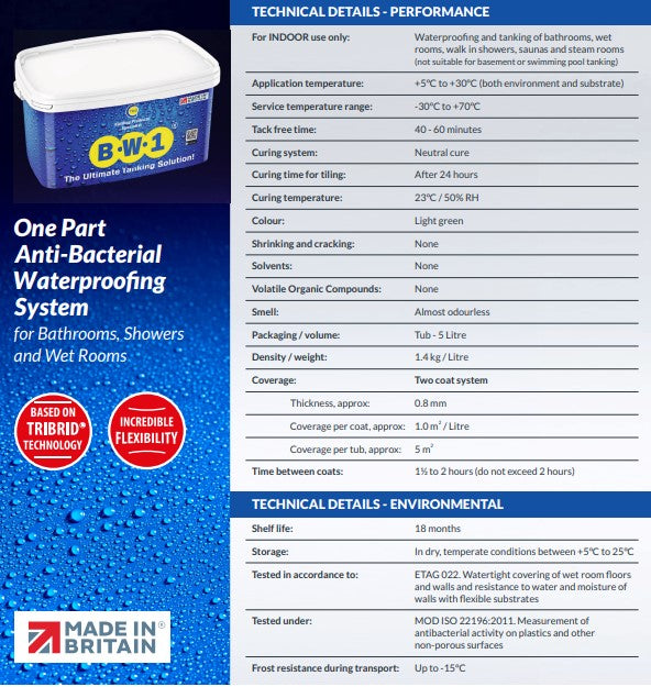 C-Tec BW1 Ultimate Bathroom Tanking Solution - 5L
