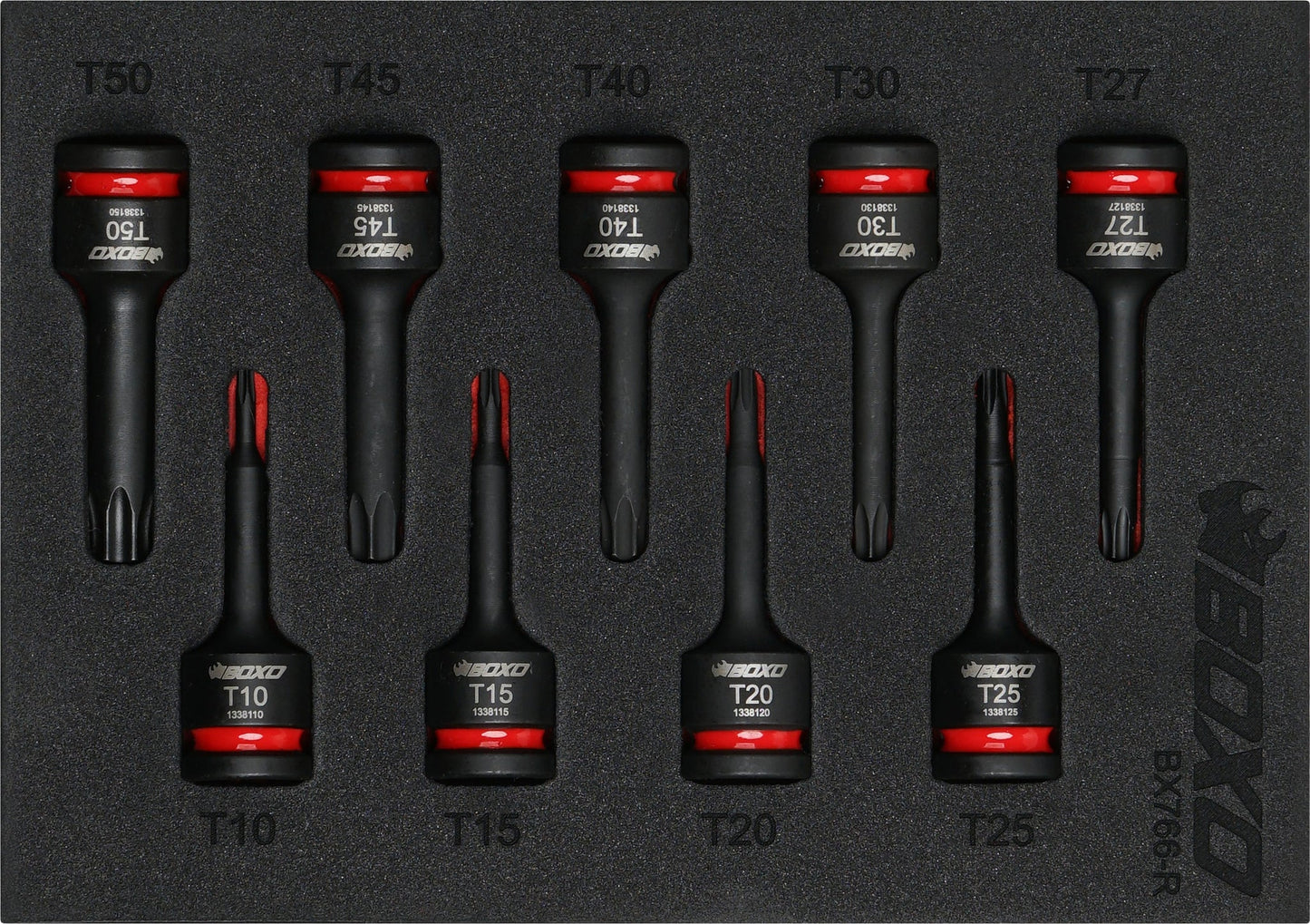 Boxo BX766-R 3/8" Drive Impact Torz Bit Socket Set In Foam - 9 Piece