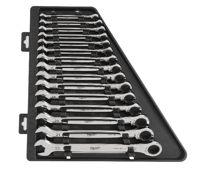 Milwaukee Maxbite Ratchet Combination Spanner Set - 15 Piece