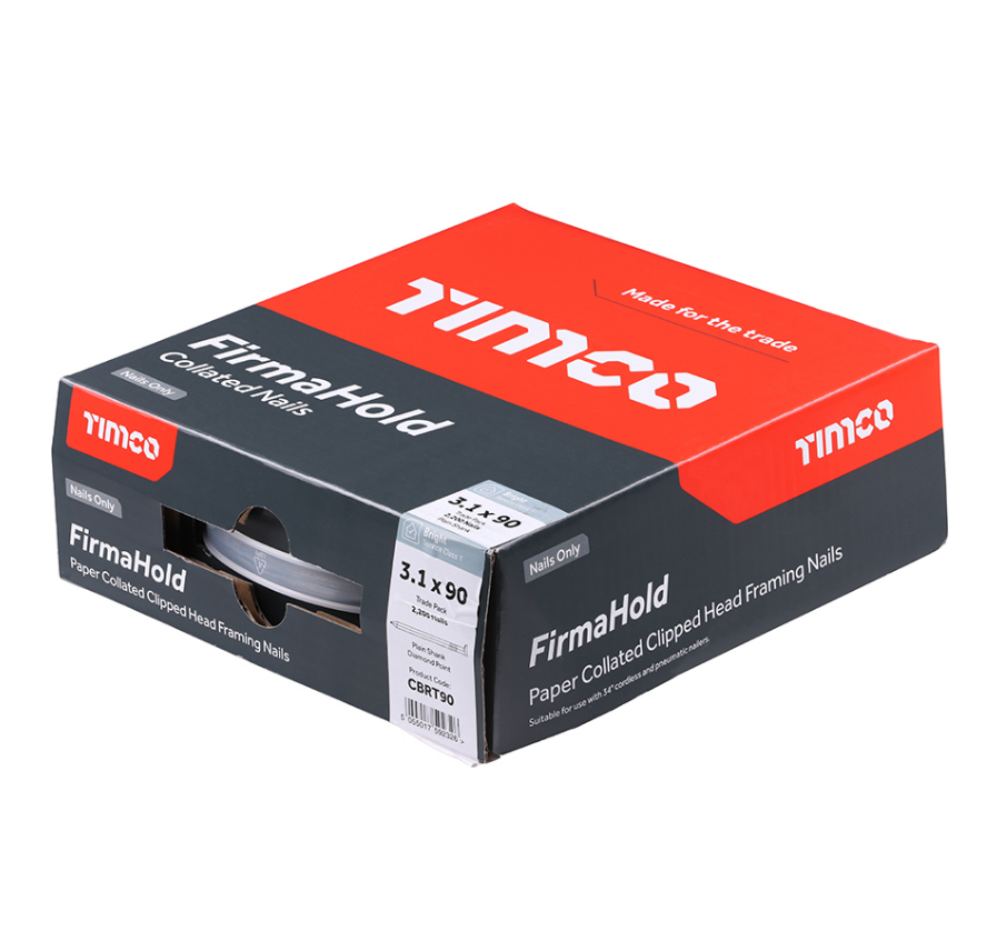 Timco CFGT90 Firmahold Collated Clipped Head Nails - Plain Shank - 3.1 x 90mm