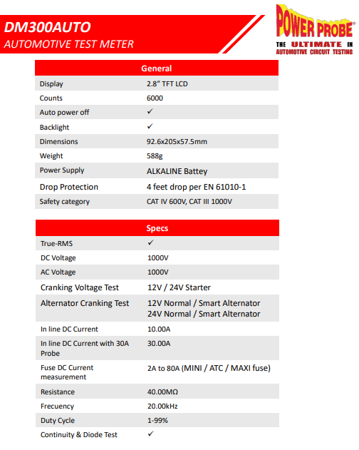 Power Probe DM300AUTO Digital Multimeter
