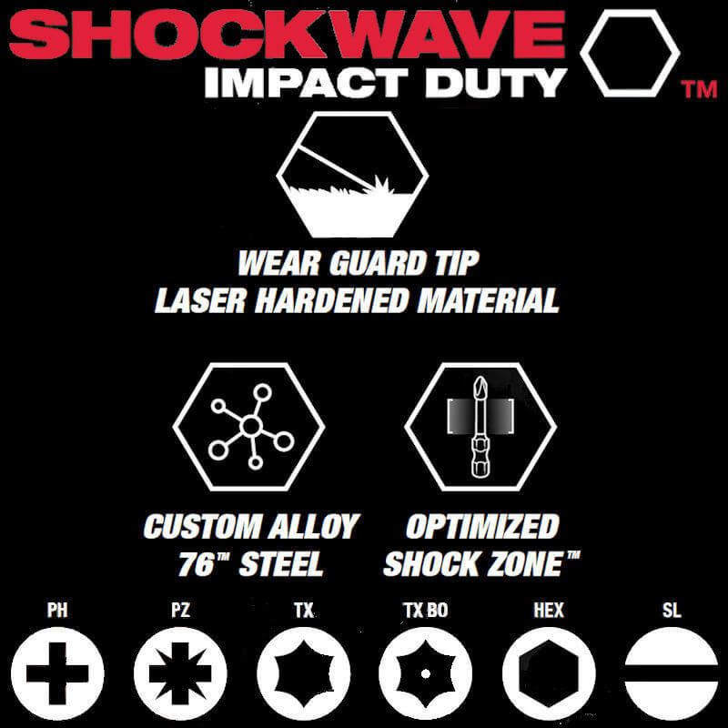 Milwaukee S/Bit ShW CD PZ2 50mm-10pc GBX
