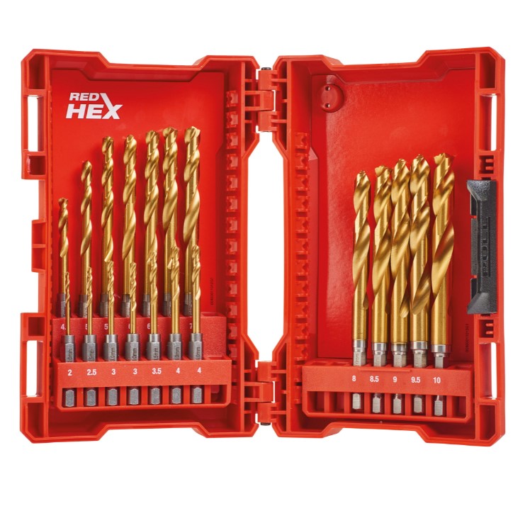 Milwaukee 48894760 Red Hex HSS-G Titanium Drill Bit Set - 19 Piece