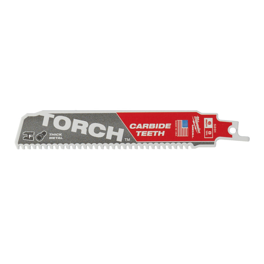 Milwaukee 48005201 Sawzall Blade For Thick Metal With Carbide Teeth - 6"/8TPI
