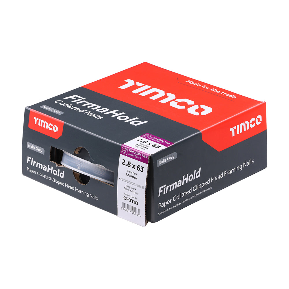 Timco CFGT63 Firmahold Collated Clipped Head Nail - Ring Shank - 2.8 x 63mm