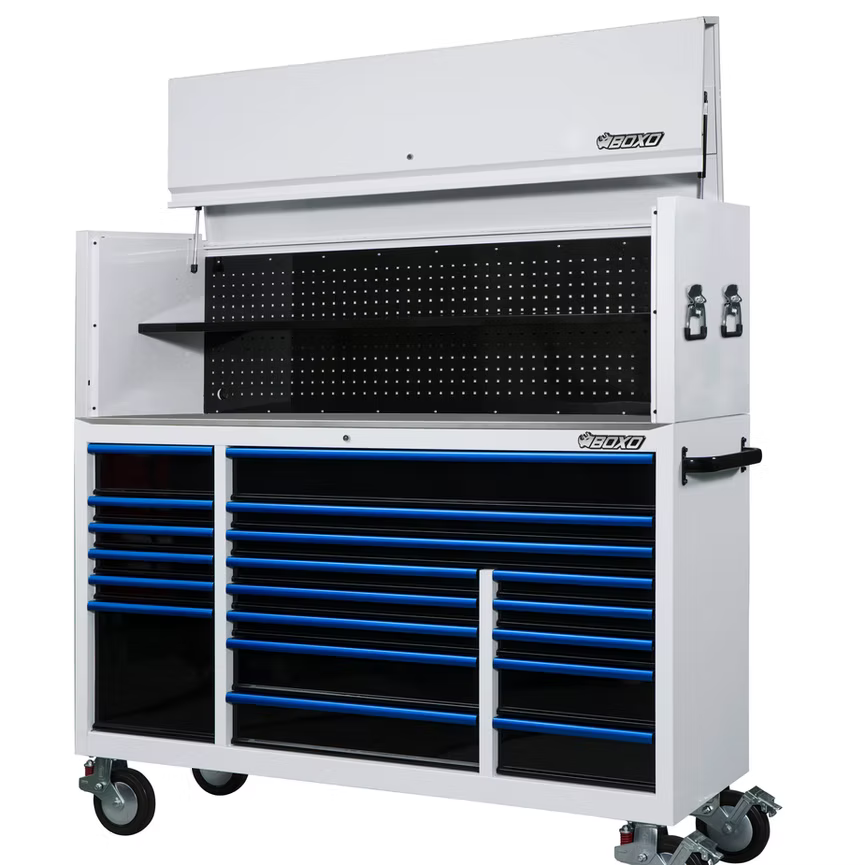 BOXO 72" 19-Drawer Roll Cabinet And Hutch with Power - KIT-TB-72STACK