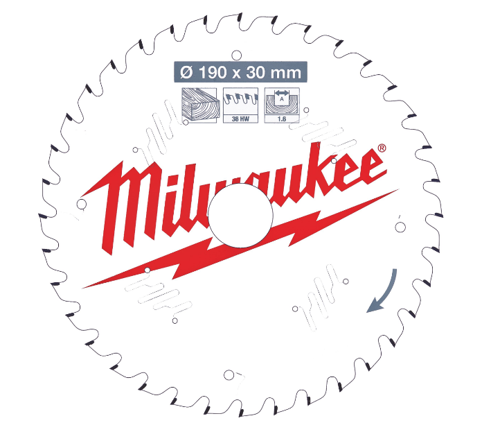Milwaukee 4932471301 Circular Saw Blade 190mm x 30mm 1.6mm Kerf 36TPI - Wood