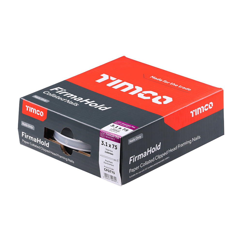 Timco CFGT75 FirmaHold 75mm Galv Ring Shank Collated Clipped Head Nails