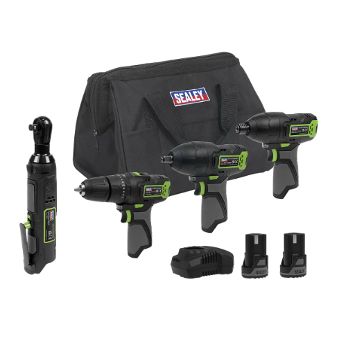 Sealey
4 x SV10.8 Series Cordless Power Tool Kit 10.8V - 2 Batteries