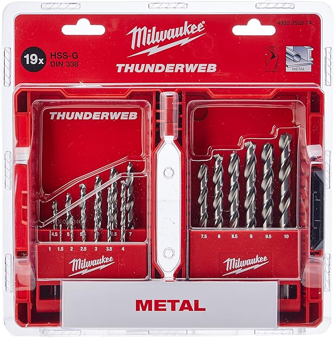 Milwaukee 4932352374 Thunderweb Metal Drill DIN 338 Set - 19 Piece