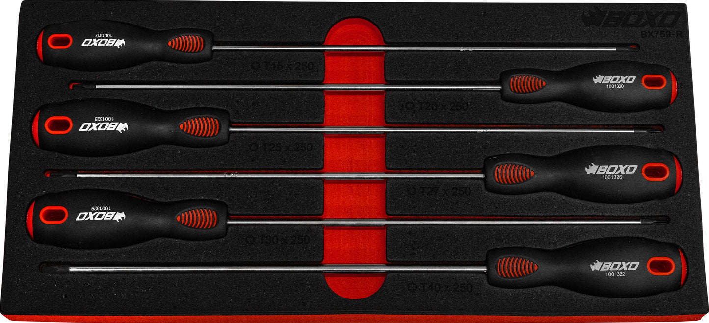 Boxo BX759-R Torx Screwdriver Set In Foam - 6 Piece