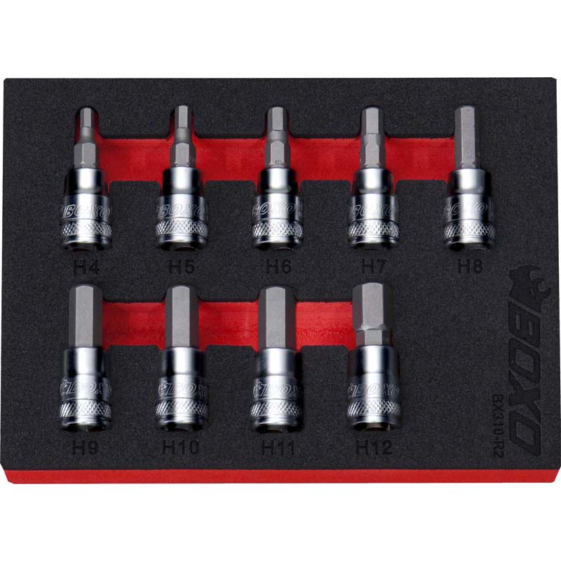 Boxo BX310-R2 3/8" Hex Bit Socket Set In EVA Foam - 9 Piece