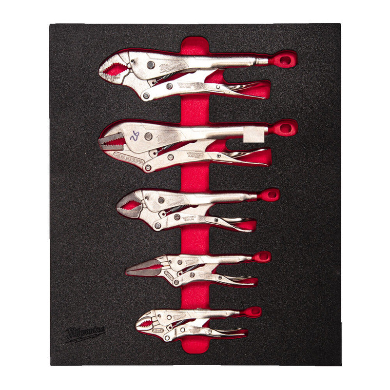 Milwaukee 4932493634 5pc Torque Lock Locking Pliers Set with Foam Insert Steel Storage