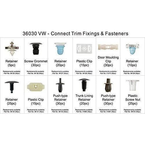Laser 36030 VW Assorted Trim Clips - 255 Piece