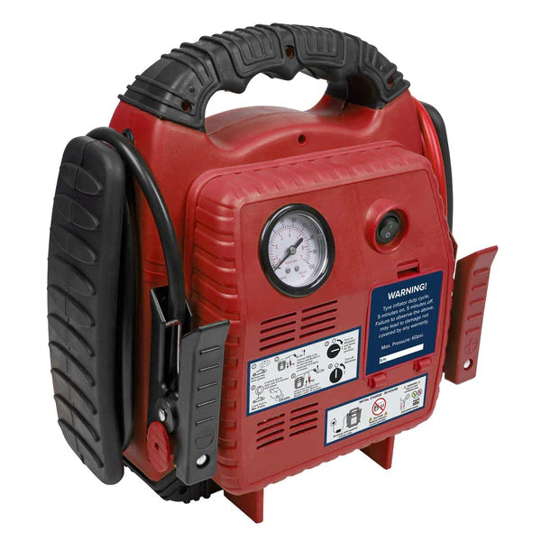 Sealey RS132 Roadstart Emergency Jump Starter With Air Compressor - 12v 900 Peak Amps