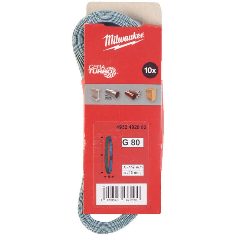 Milwaukee 4932492881 13mm x 457mm G60 Sanding Belt for Band File - Pack of 10