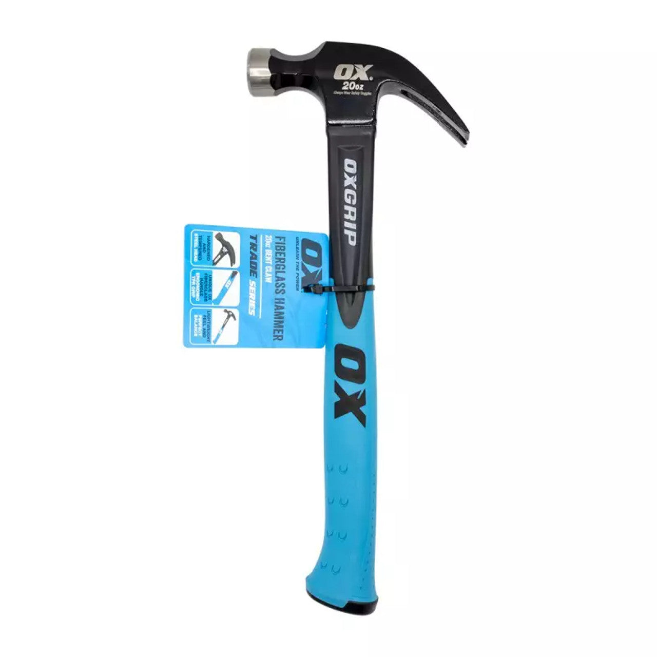 Ox Tools OX-T081216 Trade Fiberglass Handle Claw Hammer - 16oz / 450g