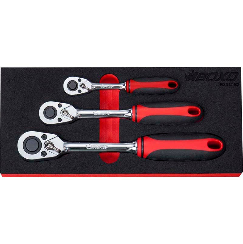 Boxo BX312-R2 Ergonomic Ratchet Set In EVA Foam - 3 Piece