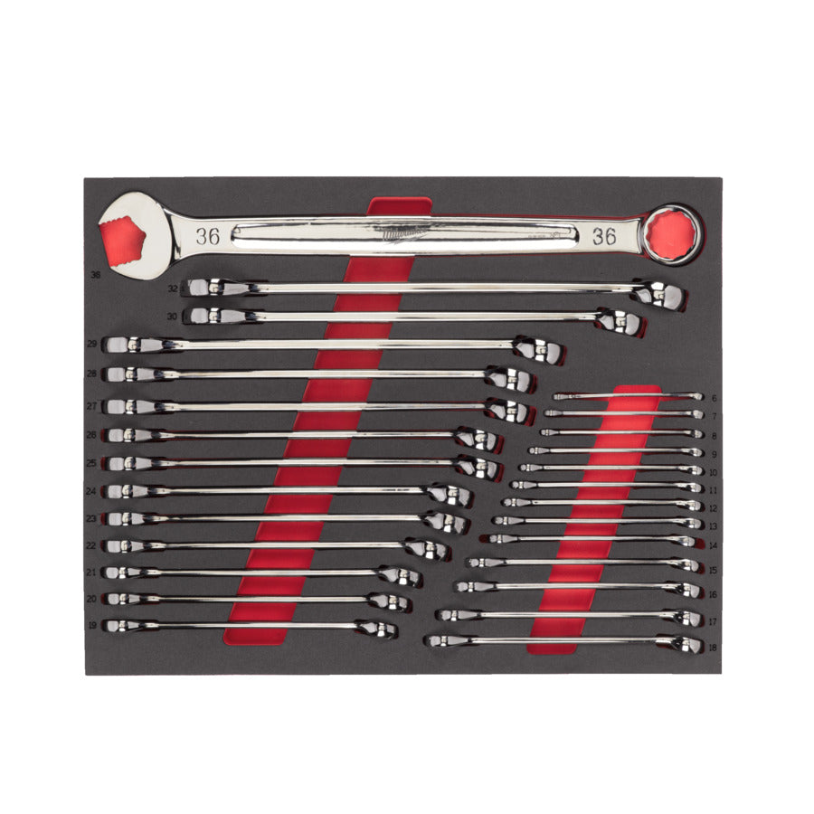 Milwaukee 4932493247 Max Bite Combination Spanner Set In Foam - 6mm to 36mm