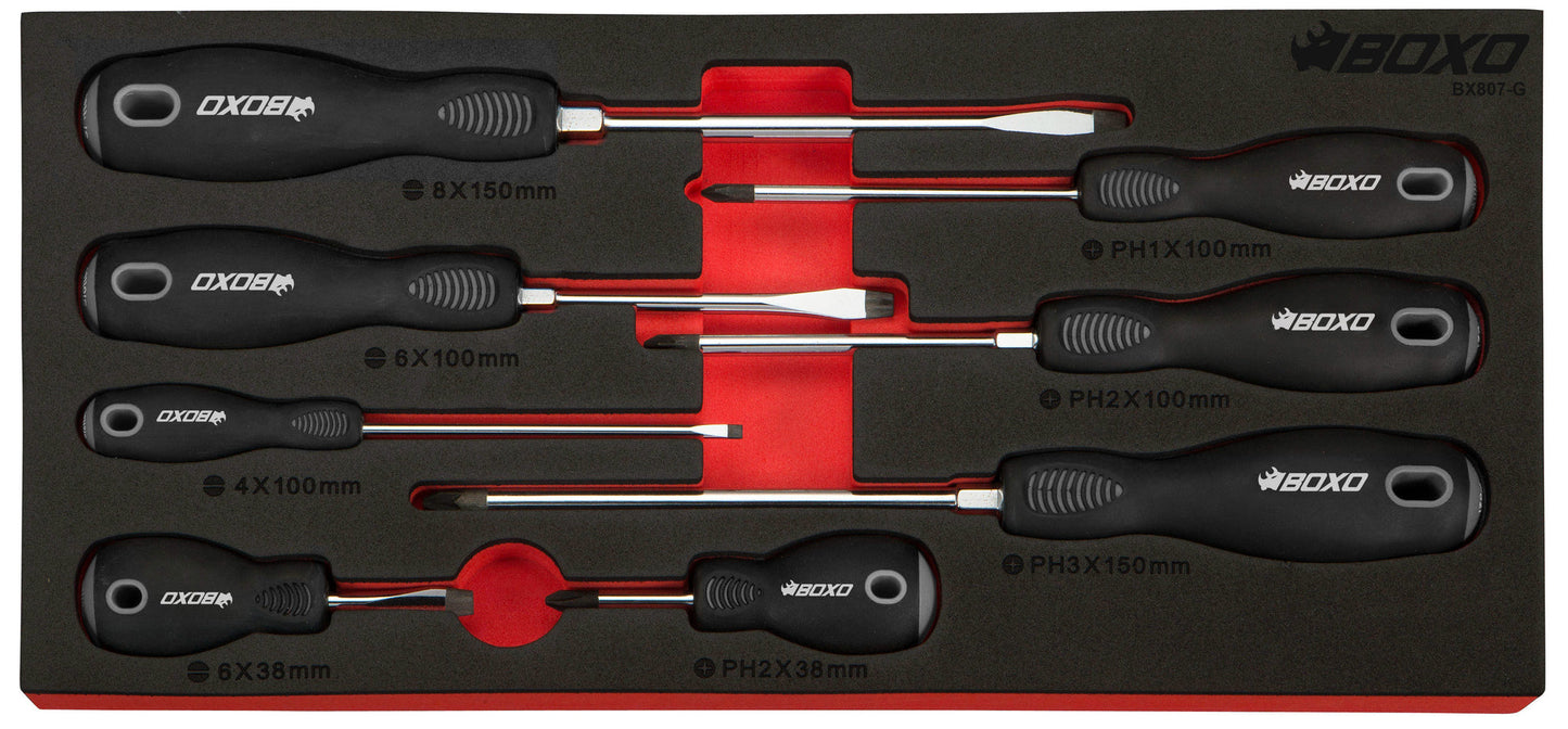 Boxo BX807-G Screwdriver Set In Foam - 8 Piece