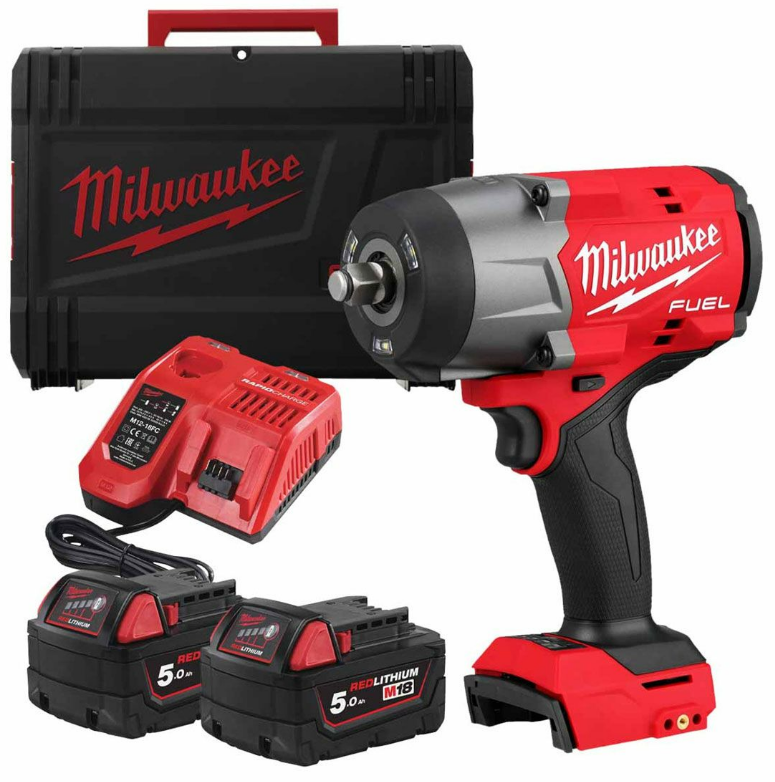 Milwaukee M18FHIW2F12-502X Fuel 1/2" New Generation High Torque Impact Wrench With Friction Ring Kit