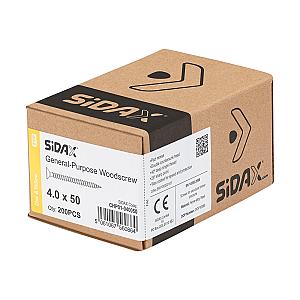 Sidax 4.0 x 50 Countersunk Pozi Pz2, CHP01 General-Purpose Woodscrew