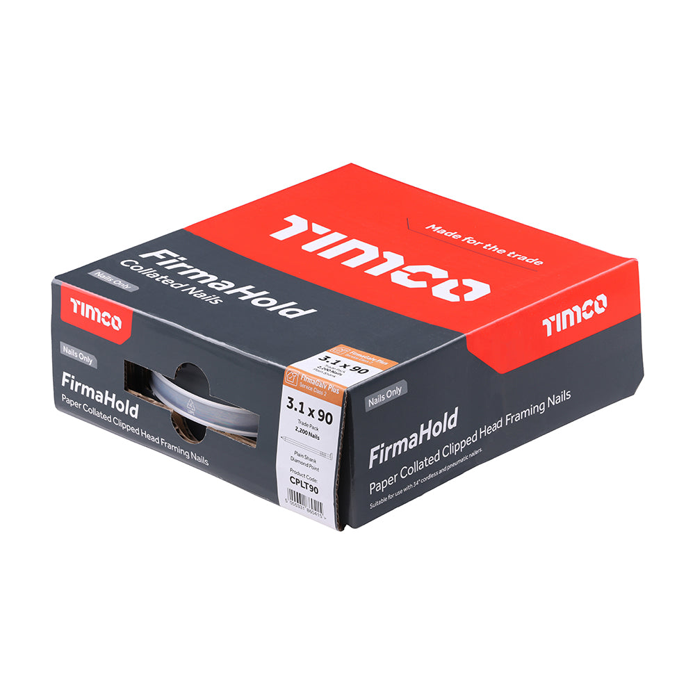 Timco CPLT90P FirmaHold Collated Clipped Head Nails - Trade Pack - Part Ring Shank - FirmaGalv +