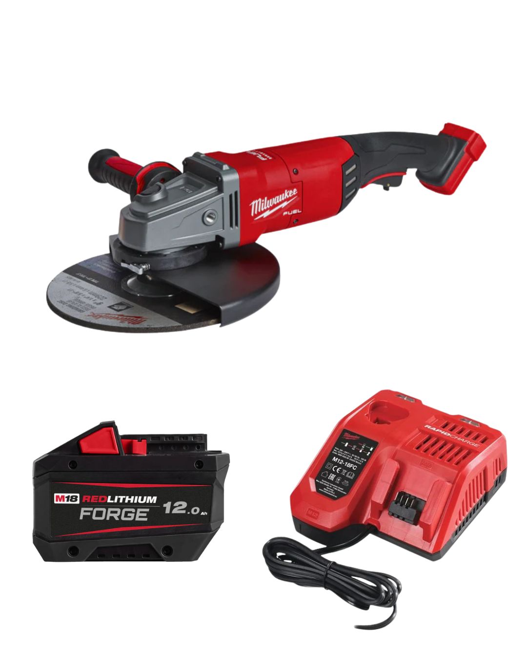 Milwaukee 18v Fuel 9" Angle Grinder Kit - With M18FB12 12ah Battery - M18FLAG230XPDB-121C