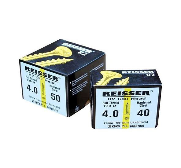 Reisser 8200S220400204 Cutter Pozi Yellow Wood Screw 4 x 20 mm - Craft Pack - Box of 200