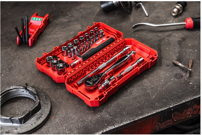 Milwaukee 1/4" Drive Ratchet Driver & Socket Set - 38 Piece - 4932498381