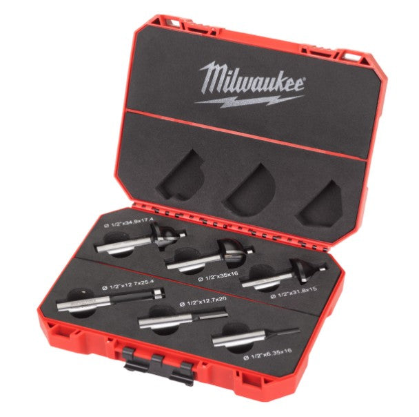 Milwaukee 6pc Router Bit Set - 1/2" Shank (12.7mm) - 4932493579