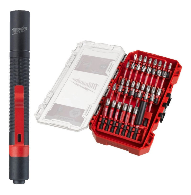 Milwaukee 39pc Shockwave Impact Duty Bit Set with IPL LED Pen Light