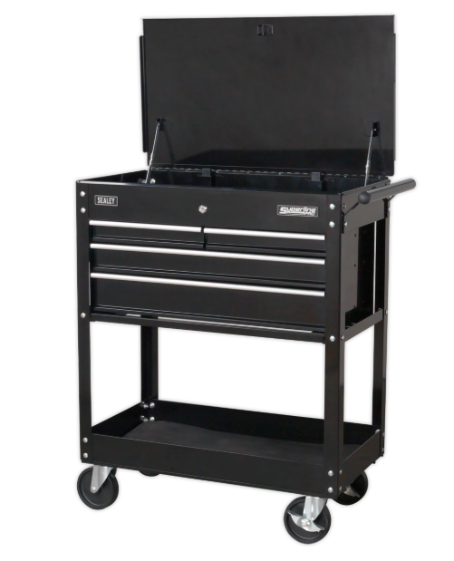 Sealey
Heavy-Duty Mobile Tool & Parts Trolley with 4 Drawers & Lockable Top - Black
