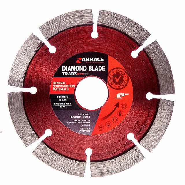 Abracs ABDD115M TRADE General Construction Materials Diamond Blade - 115mm x 10mm x 22mm