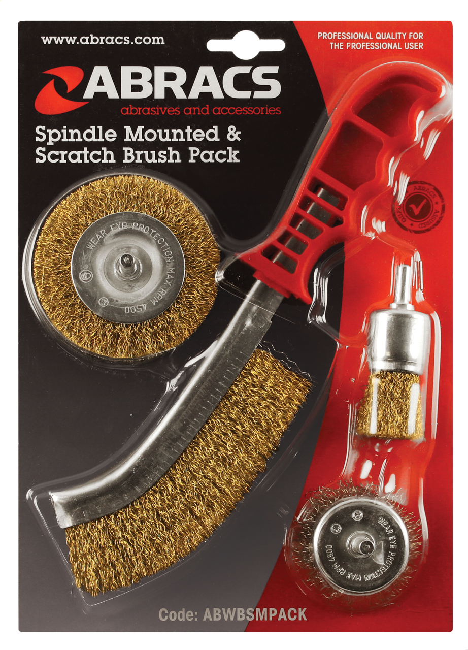 Abracs ABWBSMPACK Spindle Mounted & Scratch Brush Pack - 4 Piece