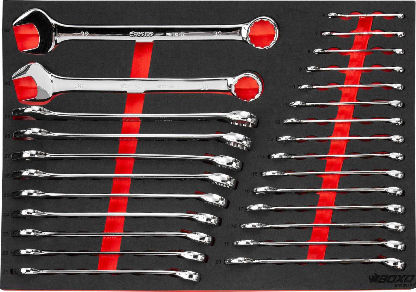 Boxo BX689-R2 Combination Spanner Set 6 - 32mm In EVA Foam - 26 Piece