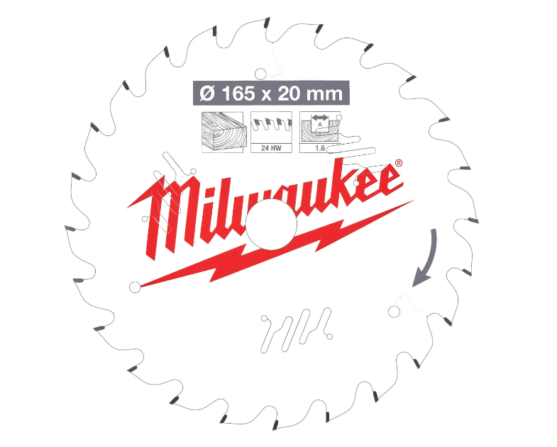 Milwaukee 4932471300 Circular Saw Blade 190mm x 30mm 1.6mm Kerf 24TPI - Wood