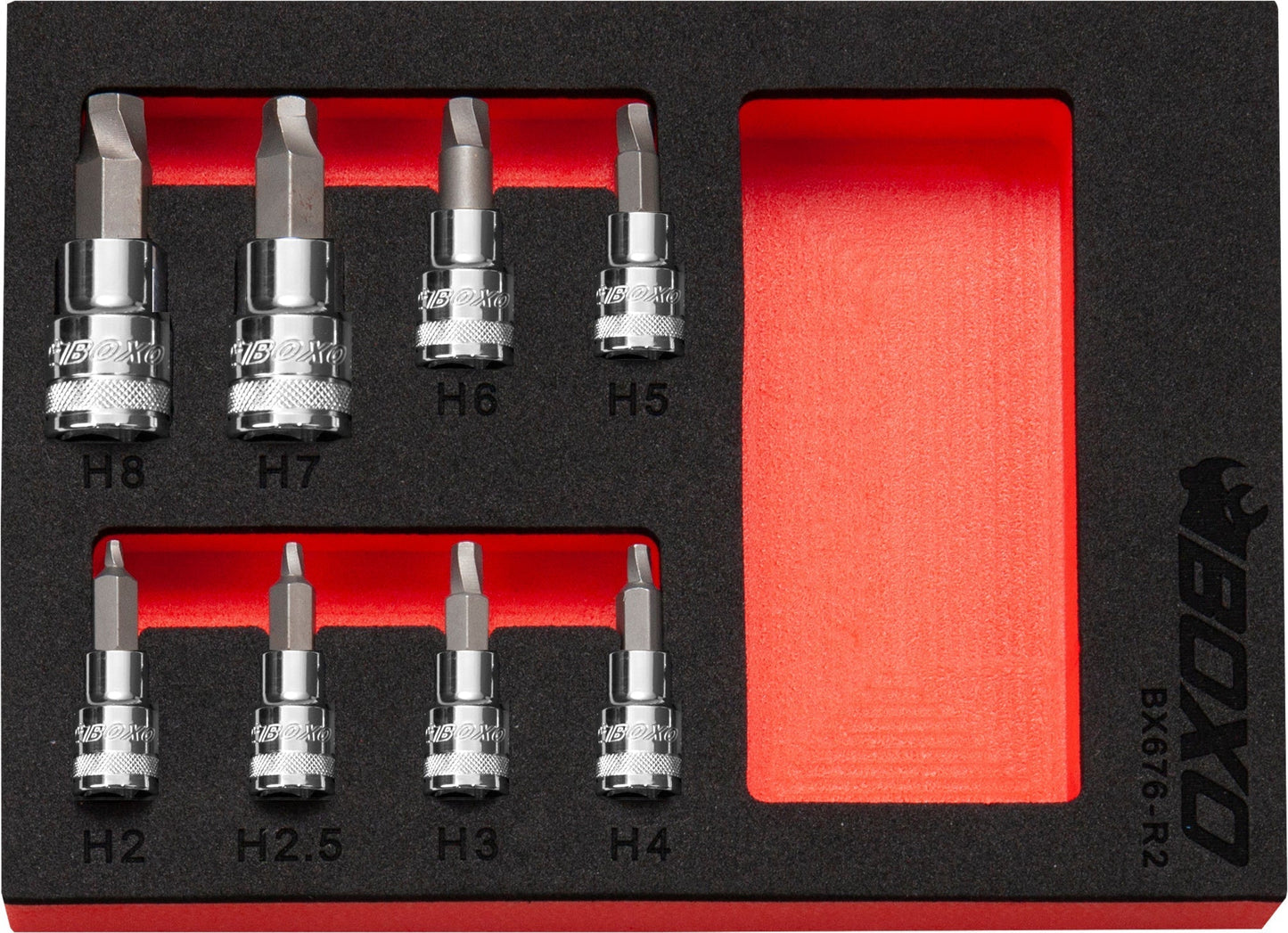 Boxo BX676-R2 1/4" & 3/8" Drive Hex Extractor Bit Socket Set - 8 Piece