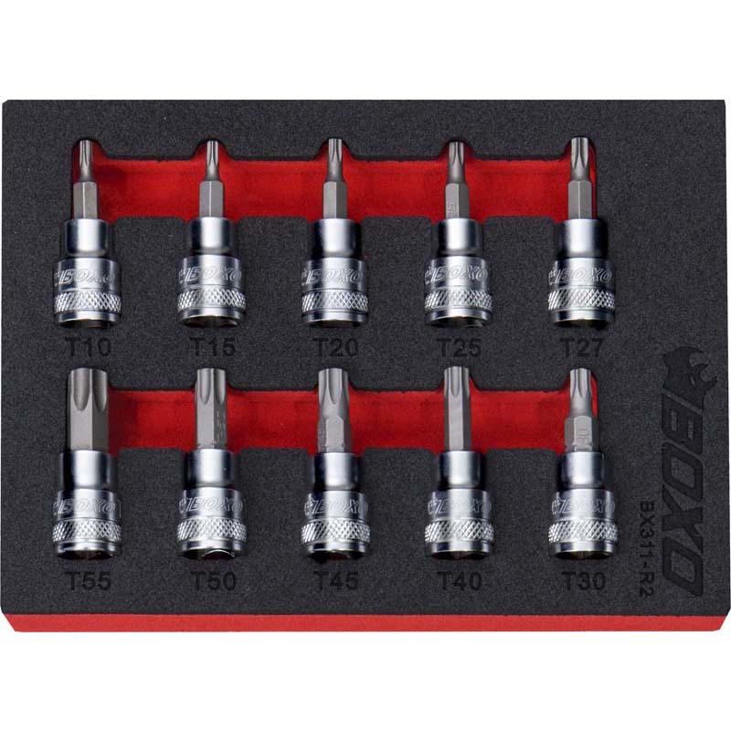 Boxo BX311-R2 3/8" Torx Bit Socket Set In EVA Foam - 10 Piece