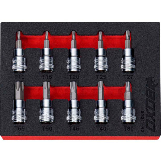 Boxo BX311-R2 3/8" Torx Bit Socket Set In EVA Foam - 10 Piece