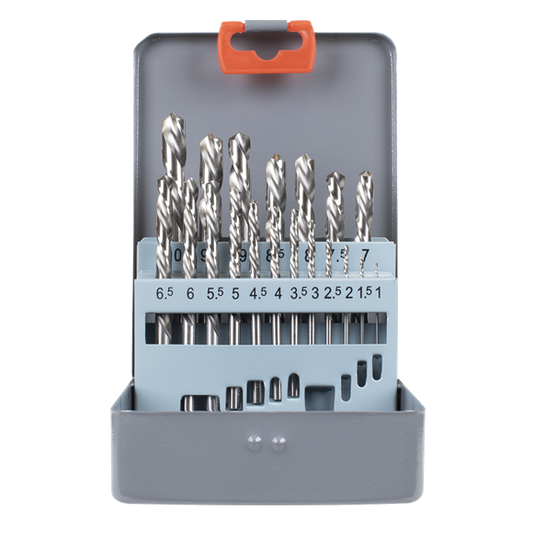 Sealey AK8190 Left Hand Spiral Drill Bit Set - 19 Piece