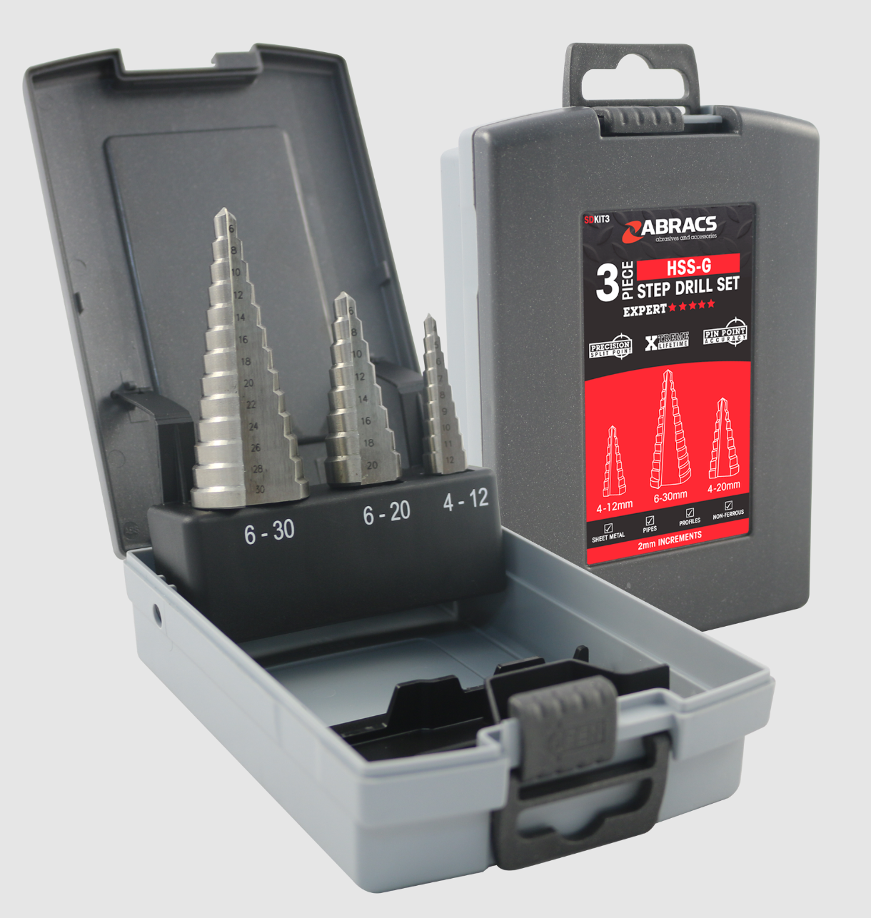 Abracs SDKIT3 HSS-G Step Drill Kit - 3 Piece