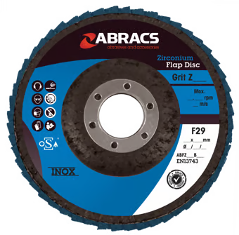Abracs Zirconium Flap Disc 125mm x 22mm - 40g - 12,250 Max RPM - Box of 25
